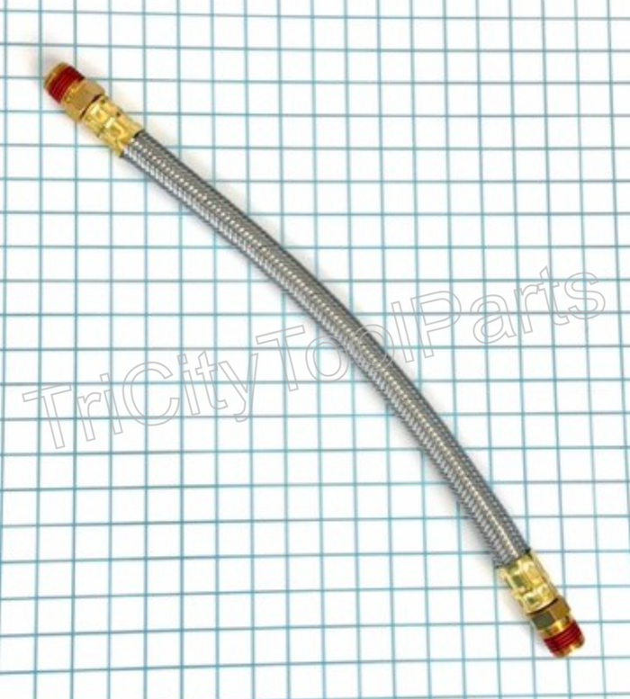145-0707 TUBE, TRANSFER TUBE STEEL BRAIDED 1/2", 10" LG ,  3/8" MPT