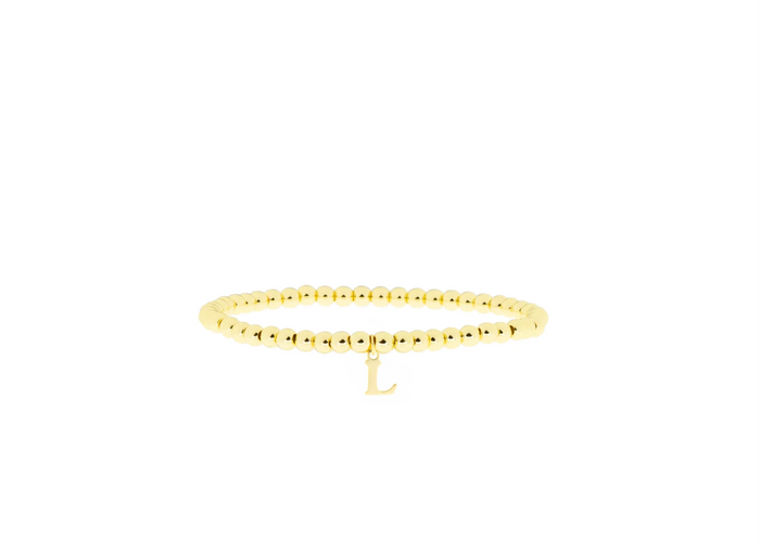 4mm Gold Ball Bracelet- Initial