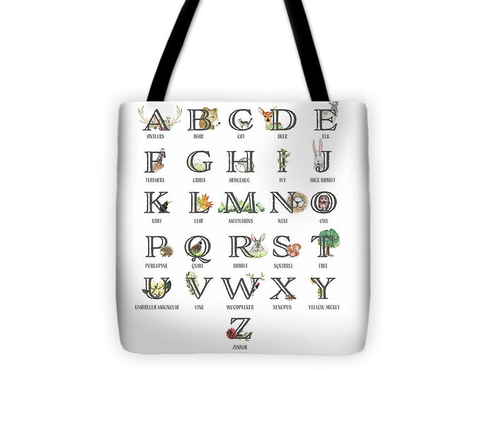 Abc Woodland Alphabet Sampler - Baby Nursery Tote Diaper Bag