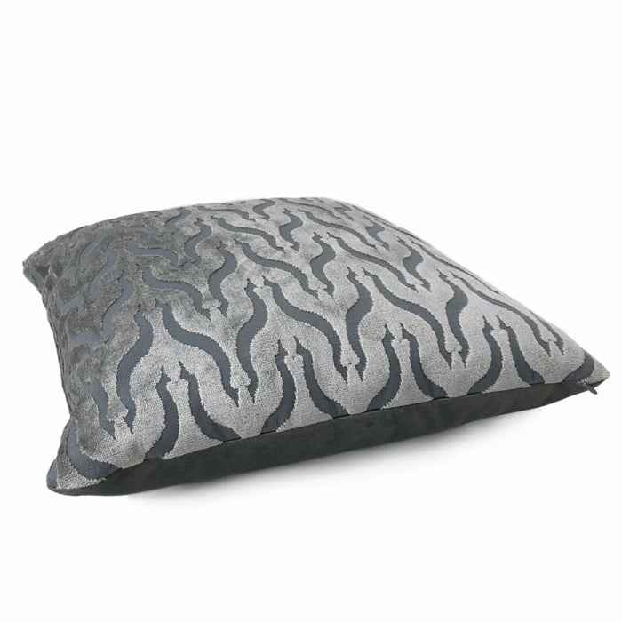 Alhambra Gray Ogee Lattice Cut Velvet Pillow Cover - Aloriam