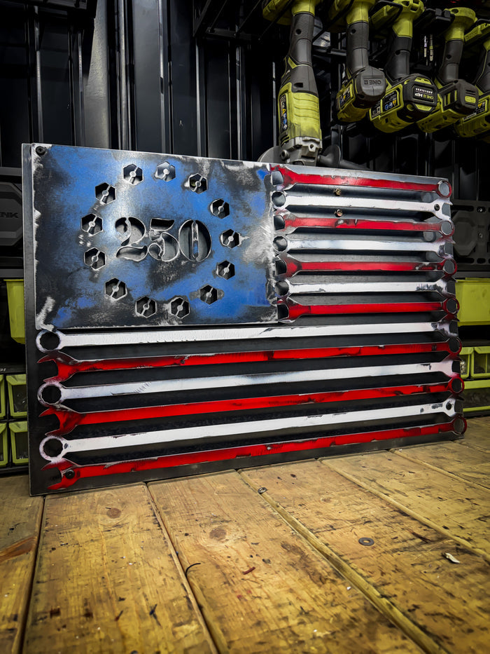 America 250 Garage Metal Flag