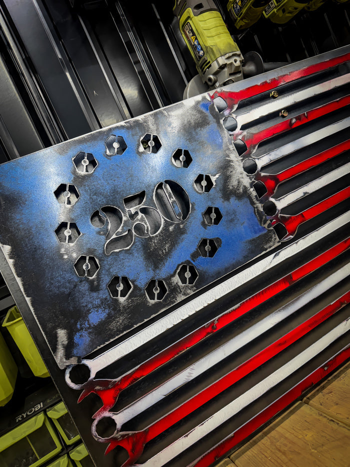 America 250 Garage Metal Flag