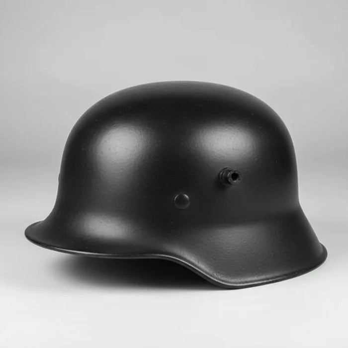 Authentic WW2 German M18 steel helmet replica with leather strap