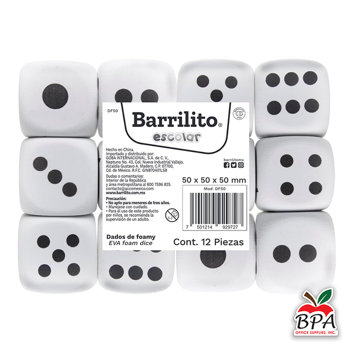 Barrilito • Dados en Foamy  (12 unidades)