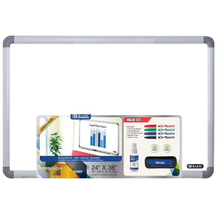 Bazic • "Value Pack" Pizarra blanca magnética (24" x 36")