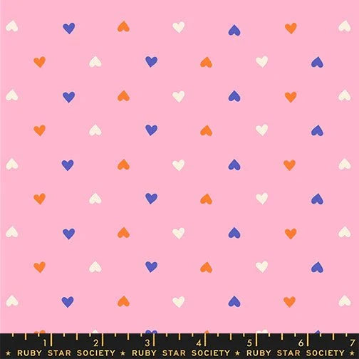 Best Day Ever Hearts in Posy by Melody Miller for Ruby Star Society - 100% Cotton Fabric - RS0091 19 - Boho Fabrics - Quilting Cotton, Woven