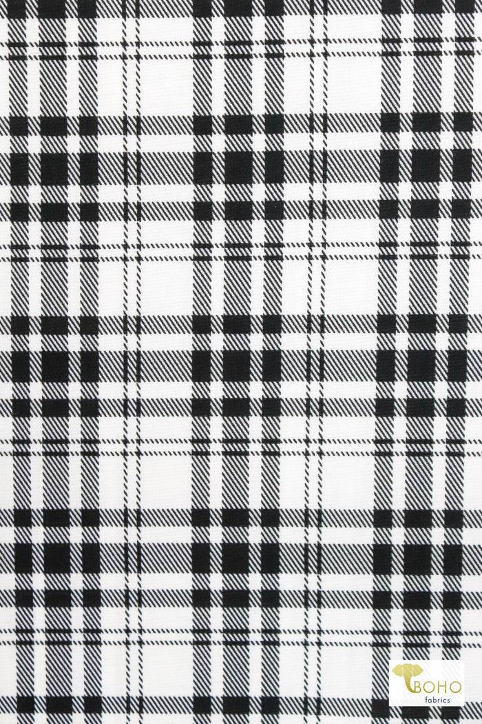 Black Plaid, Ponte Print Knit Fabric - Boho Fabrics