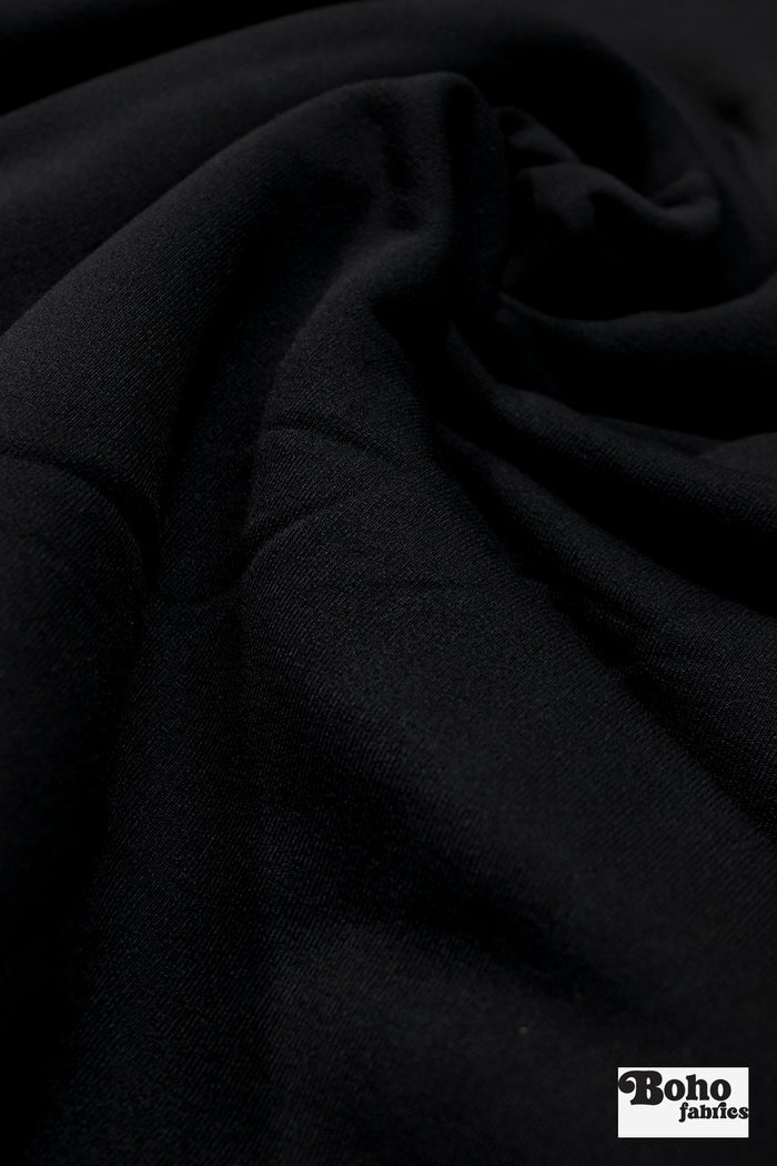 Black, Power Stretch Pro Fleece - Backed Performance Fabric - Boho Fabrics - Performance Fabrics