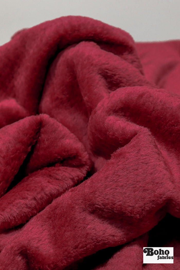 Burgundy, "Honeycomb" High Loft Fleece Fabric by Polartec featuring Recycled Polyester