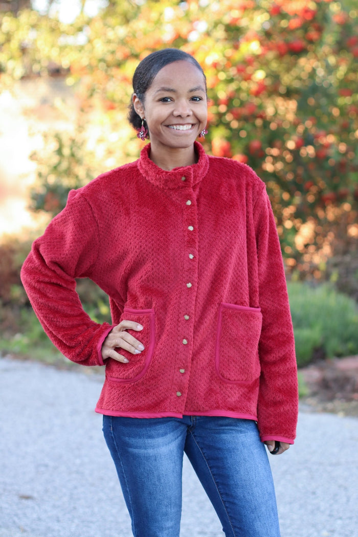 Burgundy, Classic Double - Velour High Loft Fleece Fabric by Polartec featuring Recycled Polyester - Boho Fabrics - Performance Fabrics