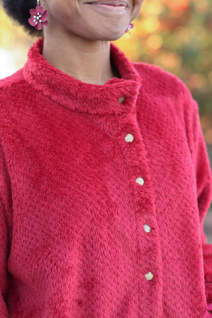 Burgundy, Classic Double - Velour High Loft Fleece Fabric by Polartec featuring Recycled Polyester - Boho Fabrics - Performance Fabrics