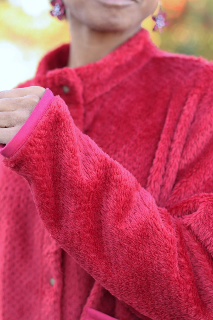 Burgundy, Classic Double - Velour High Loft Fleece Fabric by Polartec featuring Recycled Polyester - Boho Fabrics - Performance Fabrics