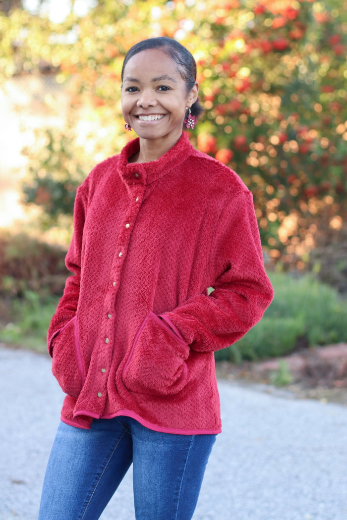 Burgundy, Classic Double - Velour High Loft Fleece Fabric by Polartec featuring Recycled Polyester - Boho Fabrics - Performance Fabrics