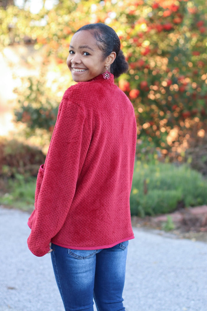 Burgundy, Classic Double - Velour High Loft Fleece Fabric by Polartec featuring Recycled Polyester - Boho Fabrics - Performance Fabrics