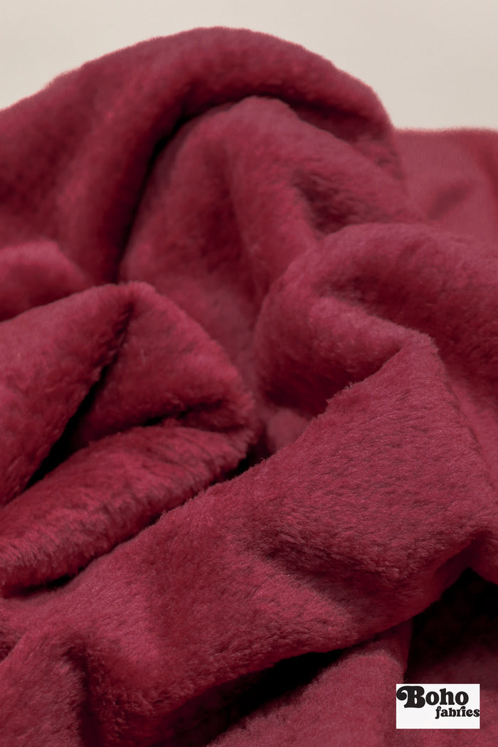 Burgundy, "Honeycomb" High Loft Fleece Fabric by Polartec featuring Recycled Polyester