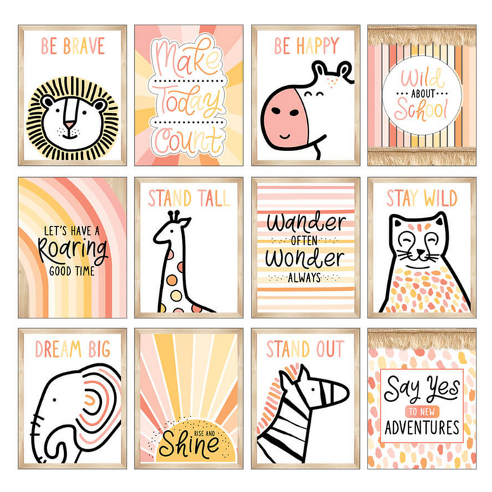 Carson Dellosa •  Set de pequeños carteles "Simply Safari"
