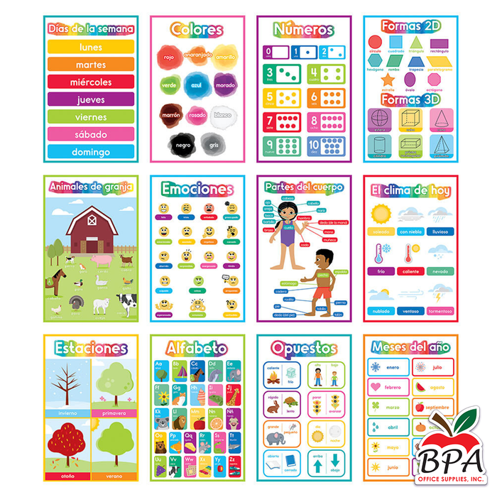 Carson Dellosa • Set-decorativo "Spanish Early Learning - Poster Set"