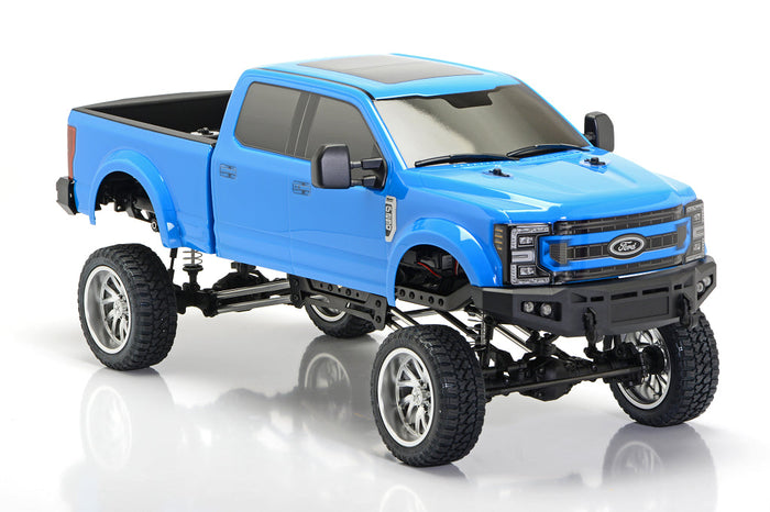 CD0910 Ford F-250 clear body set finished application reference - Daytona Blue side view