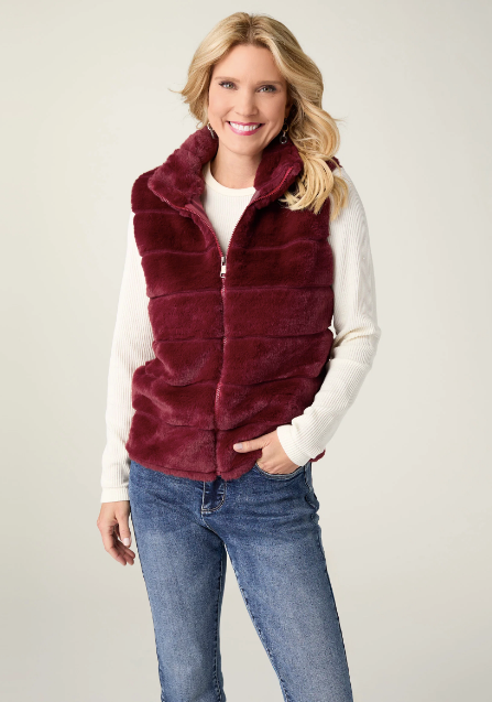 Charlaine Faux Fur Vest with Pockets