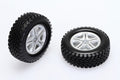CEN Racing CKQ0601 scale tires with silver 5-spoke wheels pair