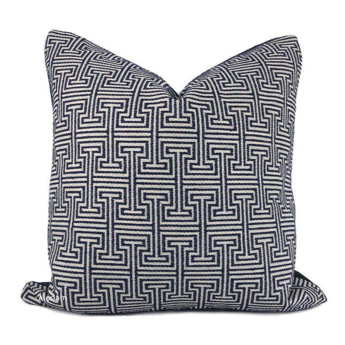 Cassius Navy Blue Greek Key Pillow Cover - Aloriam