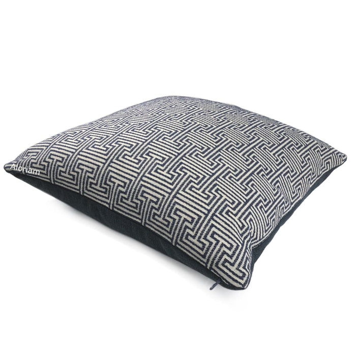 Cassius Navy Blue Greek Key Pillow Cover - Aloriam