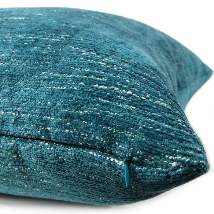 Knox Peacock Teal Slub Textured Chenille Pillow Cover - Aloriam