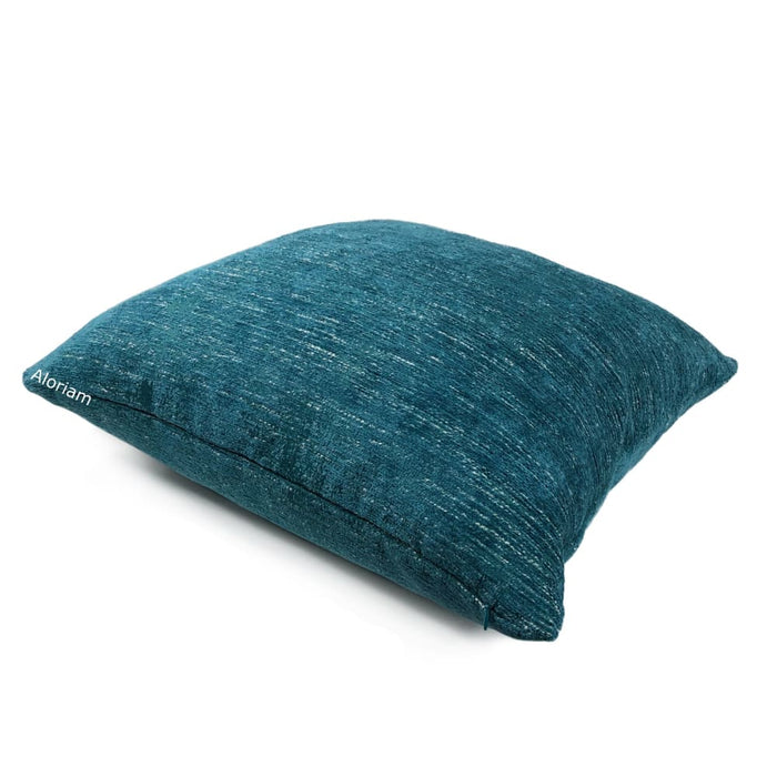 Knox Peacock Teal Slub Textured Chenille Pillow Cover - Aloriam