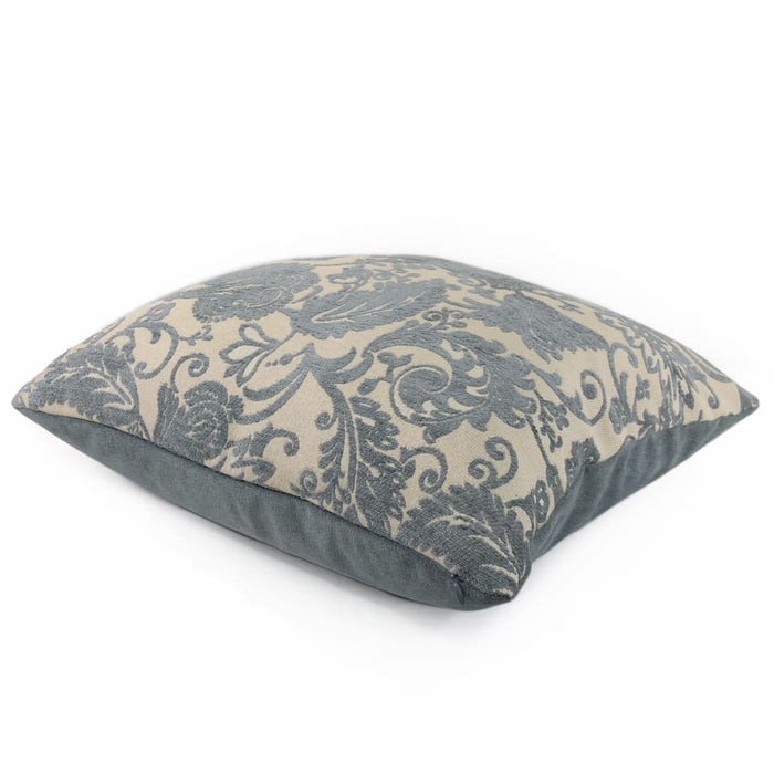 Kravet 32528 Jacobean Floral Slate Gray Beige Chenille Velvet Pillow Cover - Aloriam