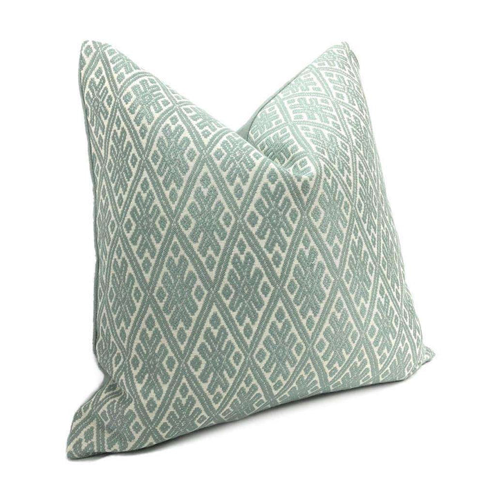 Kravet Marmari Spa Seaglass Green Tribal Diamond Lumbar Pillow 12x18 12x20 12x24 14x20 16x26