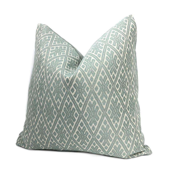 Kravet Marmari Spa Seaglass Green Tribal Diamond Pillow Sham 16x16 18x18 20x20 22x22 24x24 26x26 28x28
