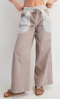 Contrast Pockets Striped Pants