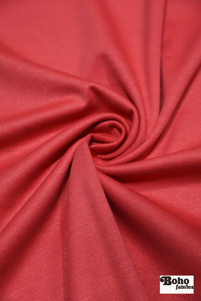 Coral, Foiled Ponte Knit Fabric - Boho Fabrics - Ponte Solid, Knit Fabric