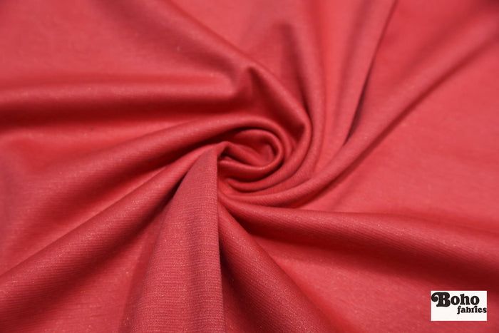 Coral, Foiled Ponte Knit Fabric - Boho Fabrics - Ponte Solid, Knit Fabric