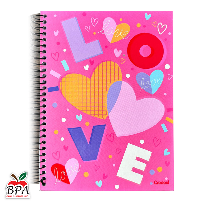 Credeal •  Libreta espiral mediana  de 10 divisiones: LOVE (carpeta dura)