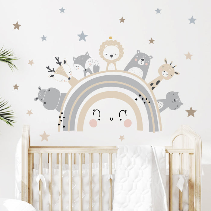 Cute Rainbow Animal Stars Wall Decals