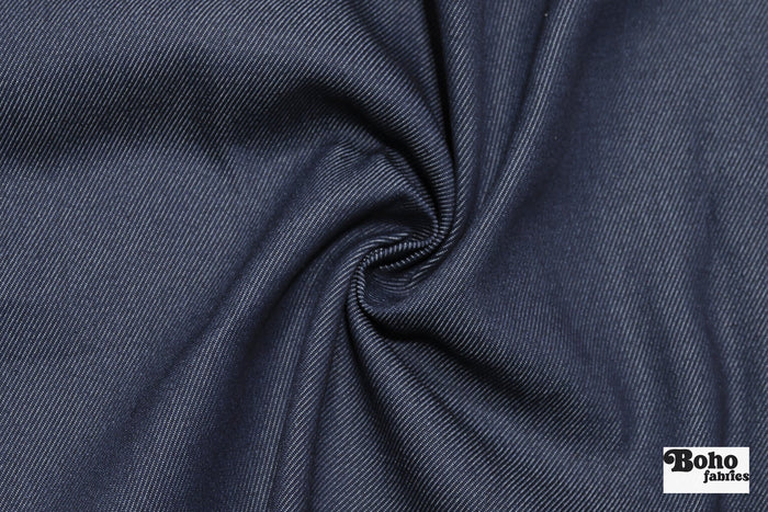 Deep Navy Cotton Twill Woven Fabric - Boho Fabrics - Twill, Woven