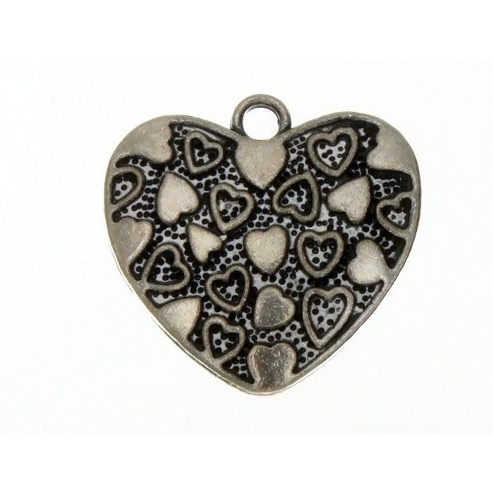 DESIGN HEART 29 MM PEWTER CHARM