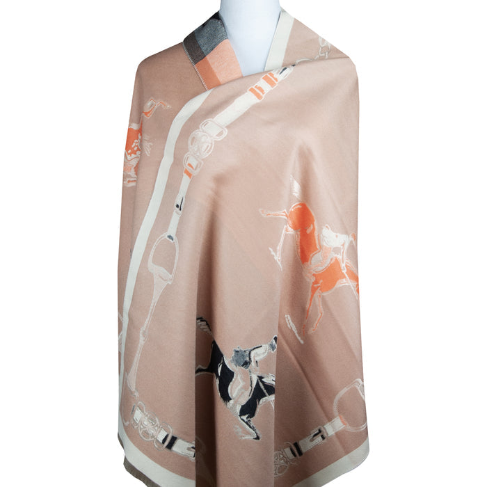 Equestrian Scarf & Fashion Wrap - Show Jumpers - Taupe & Tan