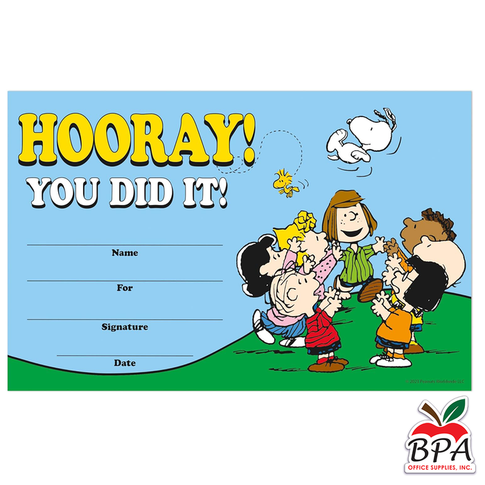 Eureka •  Certificados "Peanuts - Awards"