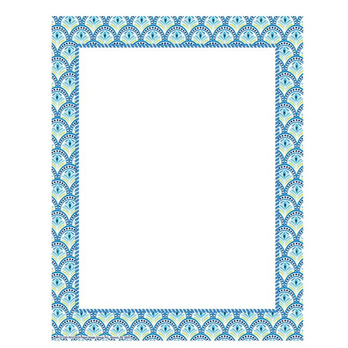 Eureka • Papel con borde decorativo "Blue Harmony Peacock"
