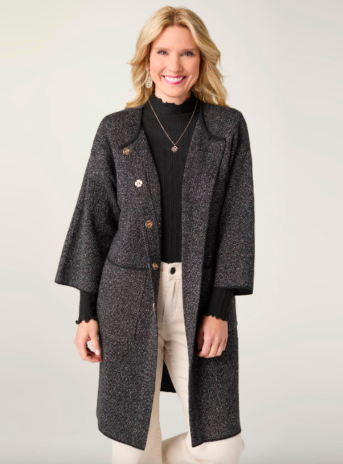 Foggia 3/4 Sleeve Snap Front Cardigan