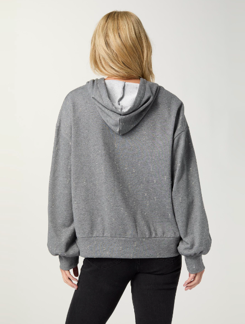 Fowler Hooded Distressed Sweatshirt with Raw Hem