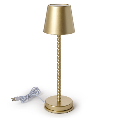 Gold Beaded Pole Table Lamo