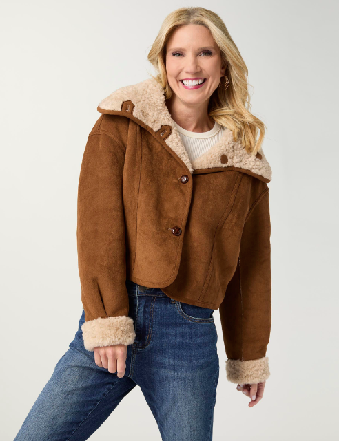 Harbor Reversible Curly Faux Lamb and Suede Jacket