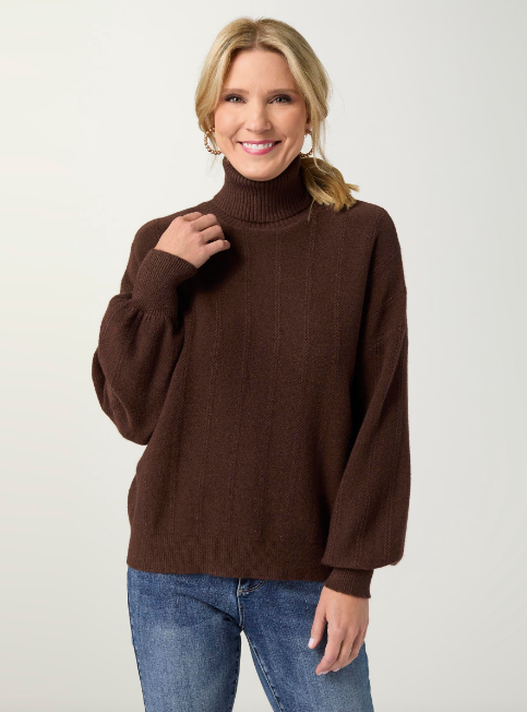 Heavenly-Luxe Textured Knit Turtleneck Sweater