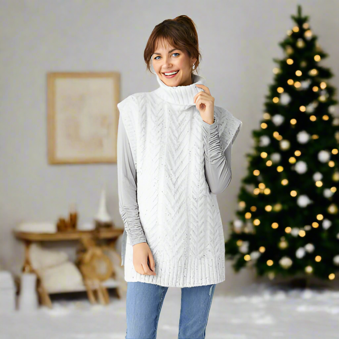 Iris Turtleneck Cable Knit Vest