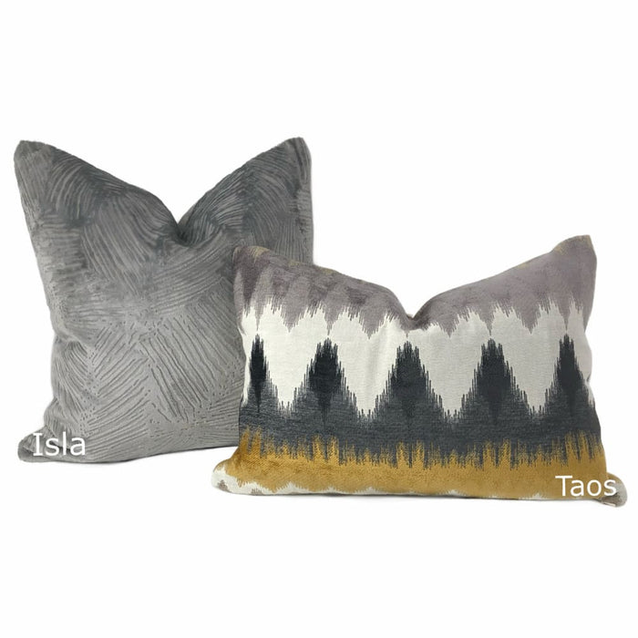 Isla Gray Crosshatch Leaf Texture Velvet Pillow Cover - Aloriam