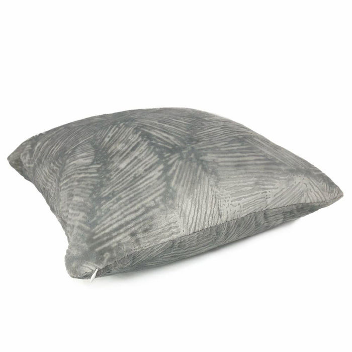 Isla Gray Crosshatch Leaf Texture Velvet Pillow Cover - Aloriam
