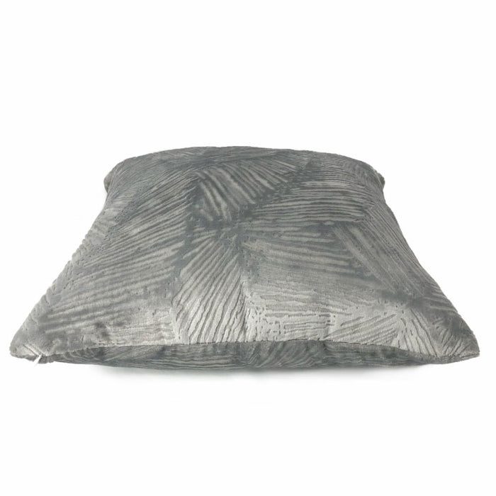 Isla Gray Crosshatch Leaf Texture Velvet Pillow Cover - Aloriam